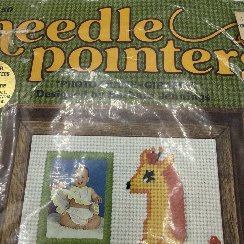 Vintage Needle Pointers Photo Frame Giraffe Needlepoint Kit 5612 Sunset Designs - Picture 2 of 3